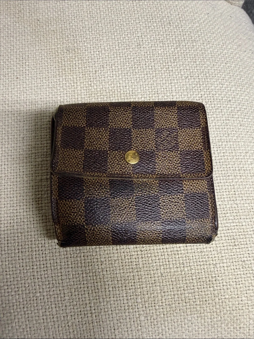 Louis Vuitton Brown Damier Check Compact Card Holder- Vintage 1999